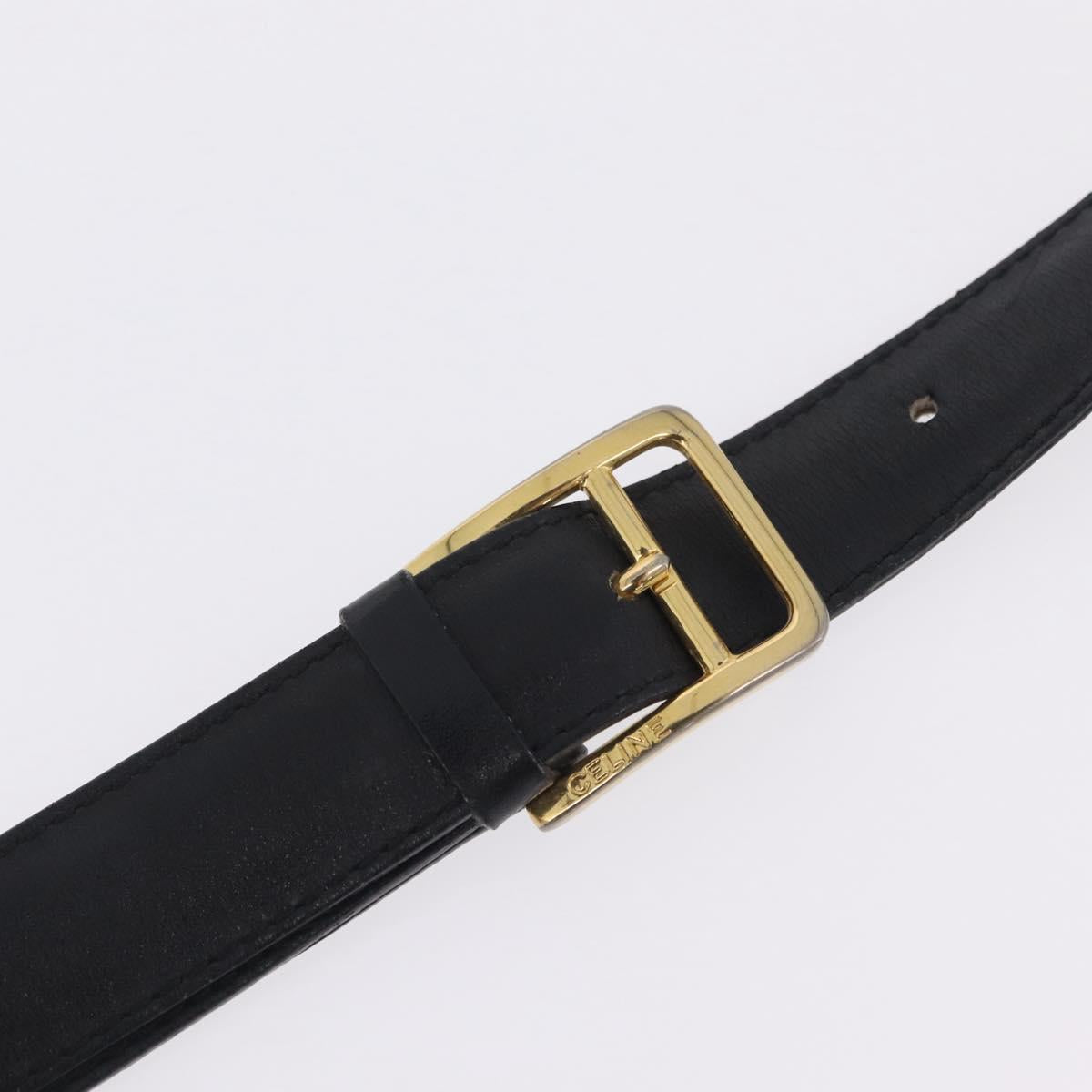 CELINE Horse Carriage Shoulder Bag Leather Black Gold Auth ka6798