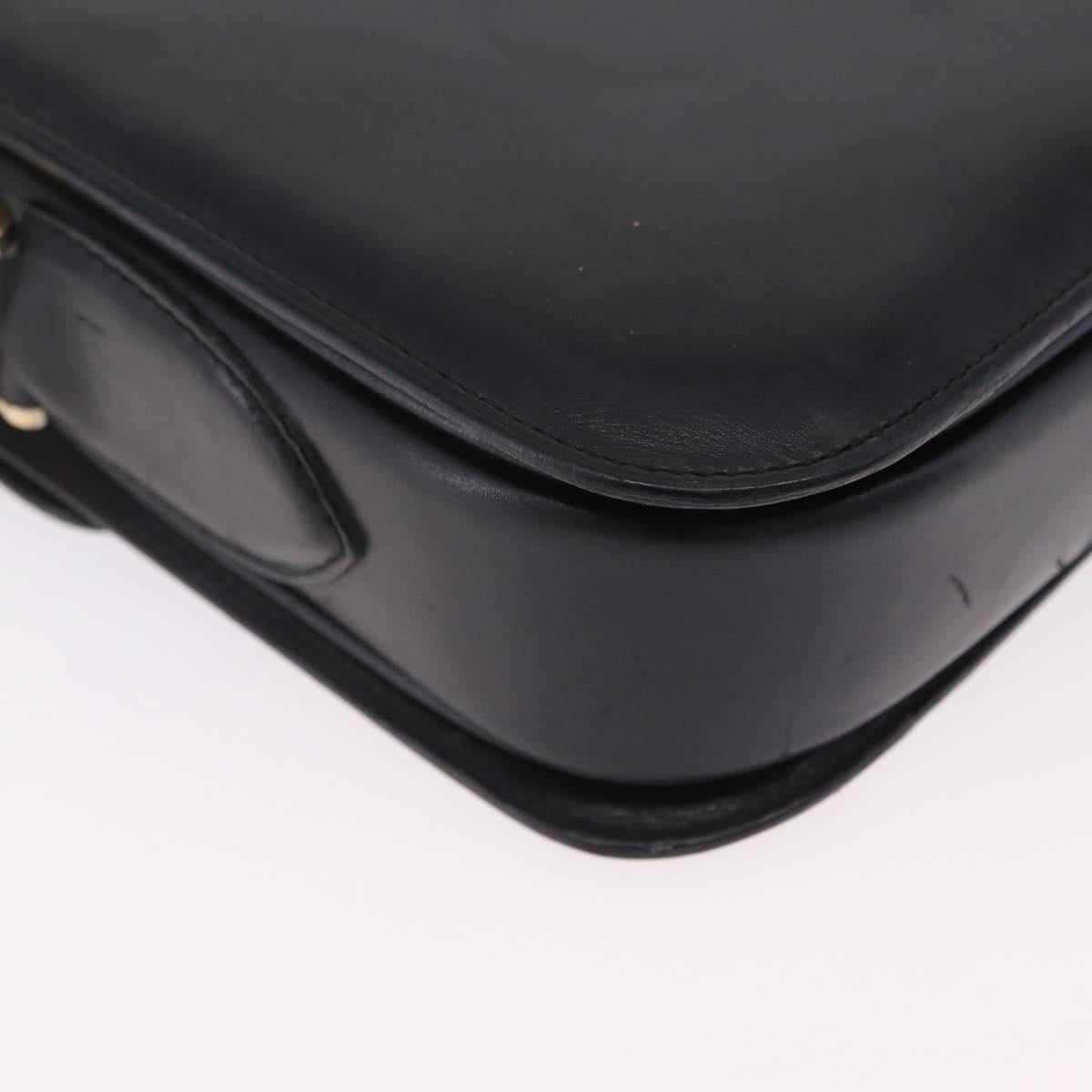 CELINE Horse Carriage Shoulder Bag Leather Black Gold Auth ka6798