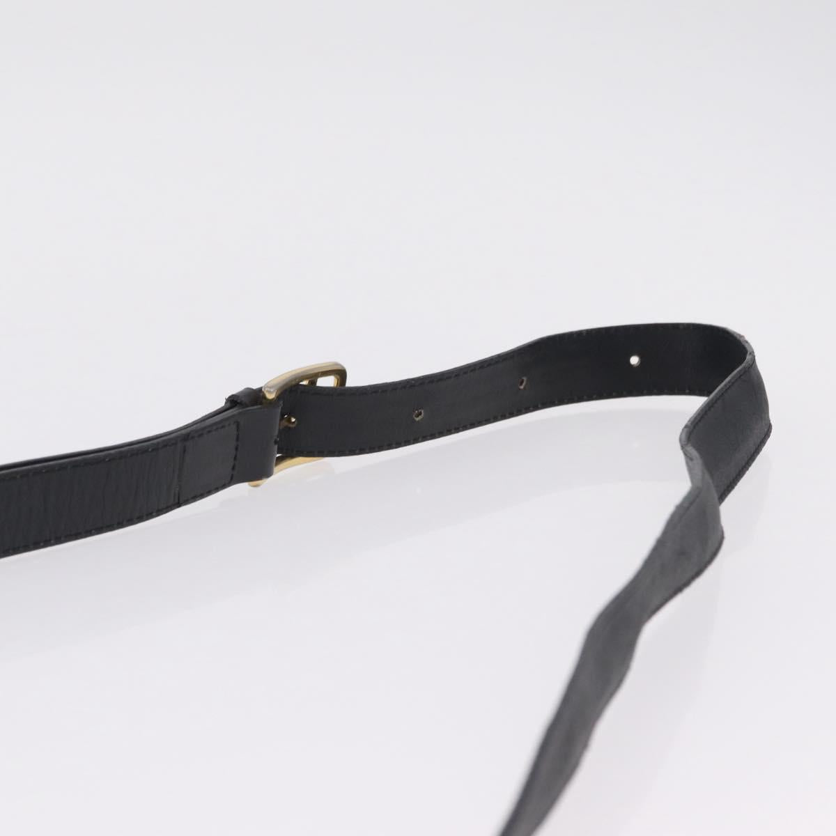 CELINE Horse Carriage Shoulder Bag Leather Black Gold Auth ka6798