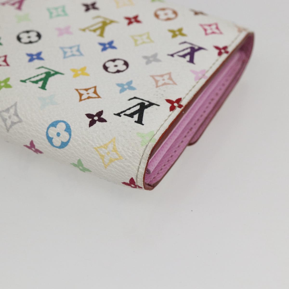 LOUIS VUITTON Multicolor Portefeuille Sarah Wallet White M93532 LV Auth ka680