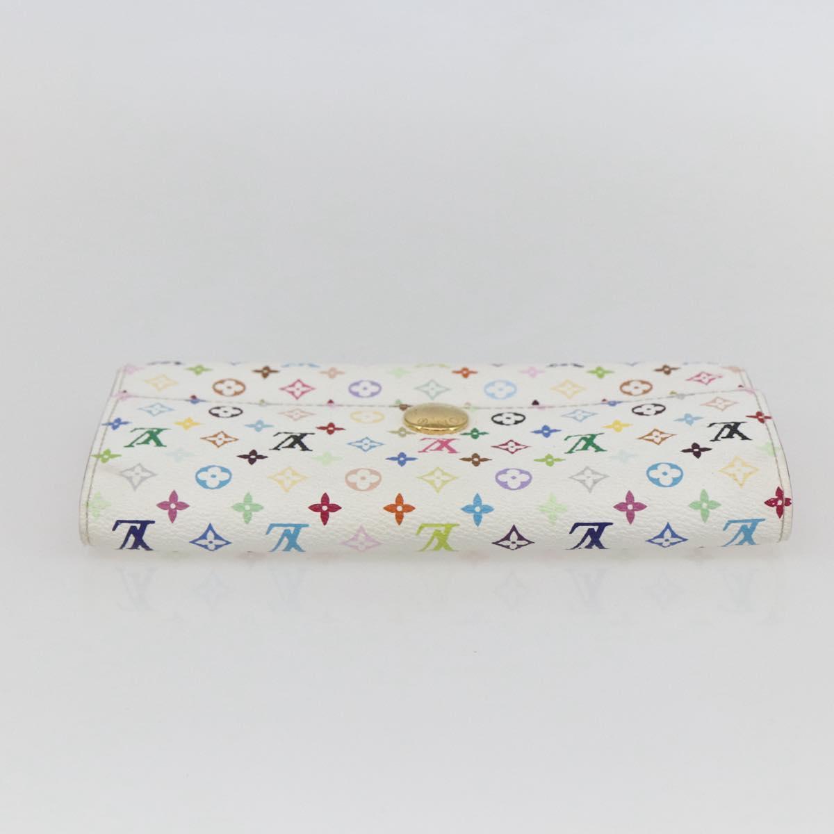 LOUIS VUITTON Multicolor Portefeuille Sarah Wallet White M93532 LV Auth ka680