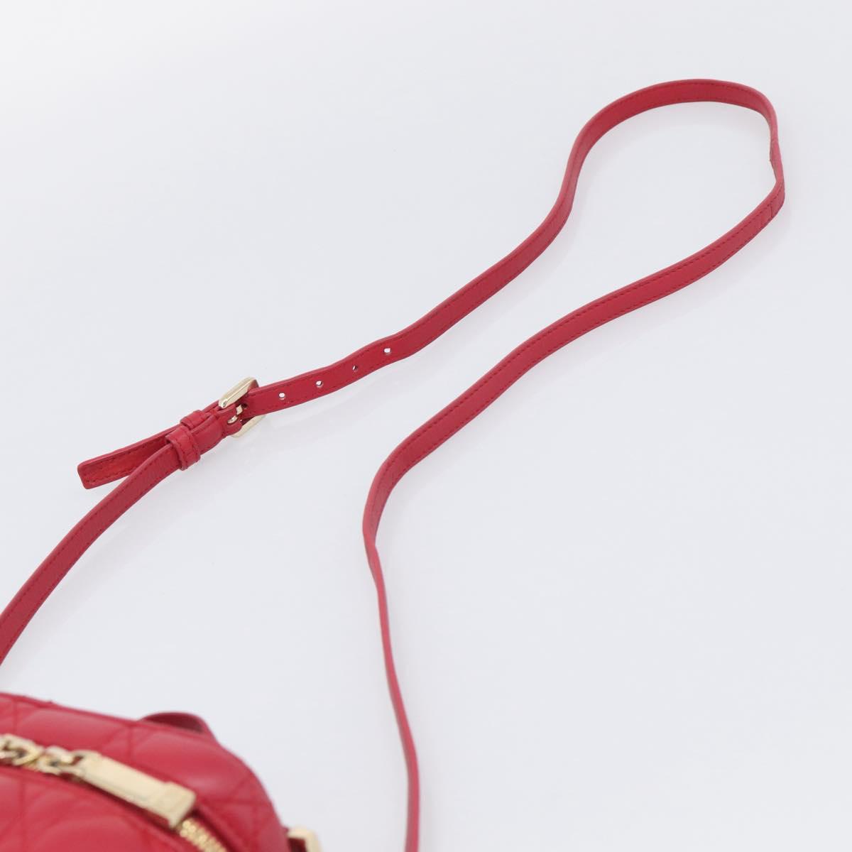 Christian Dior Canage Lady Dior Micro Vanity Bag Lamb Skin Red Gold Auth ka6800V