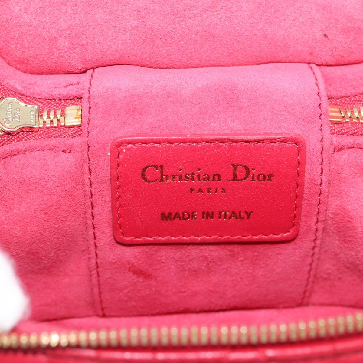 Christian Dior Canage Lady Dior Micro Vanity Bag Lamb Skin Red Gold Auth ka6800V