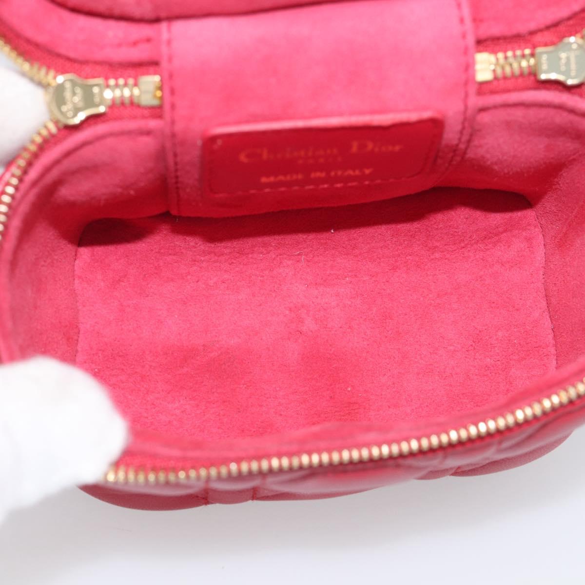 Christian Dior Canage Lady Dior Micro Vanity Bag Lamb Skin Red Gold Auth ka6800V