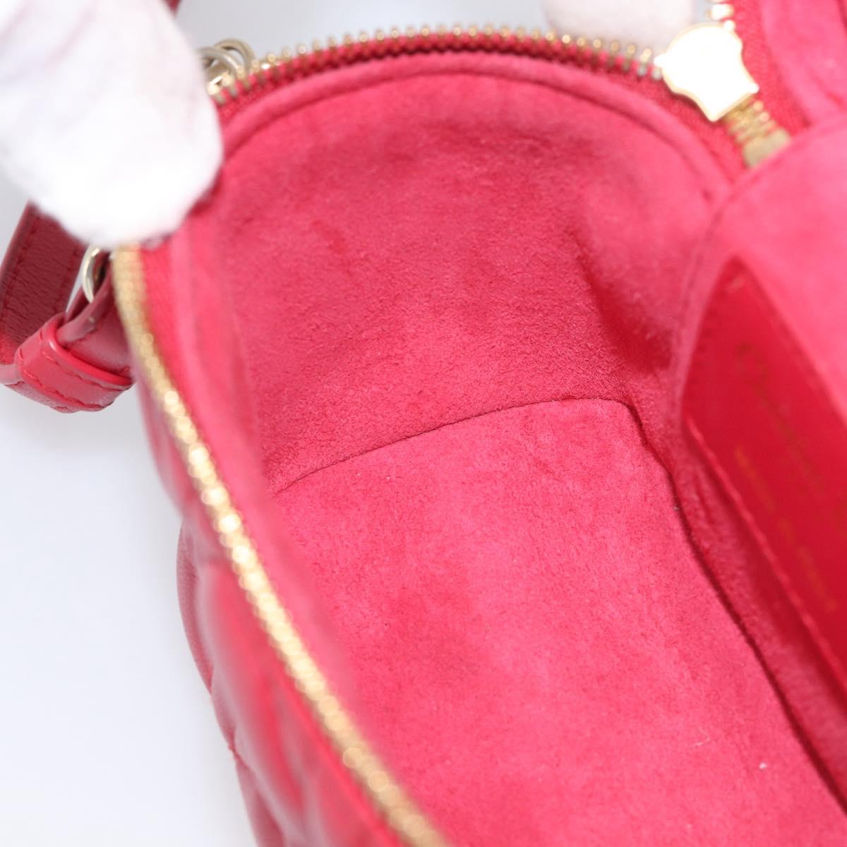 Christian Dior Canage Lady Dior Micro Vanity Bag Lamb Skin Red Gold Auth ka6800V
