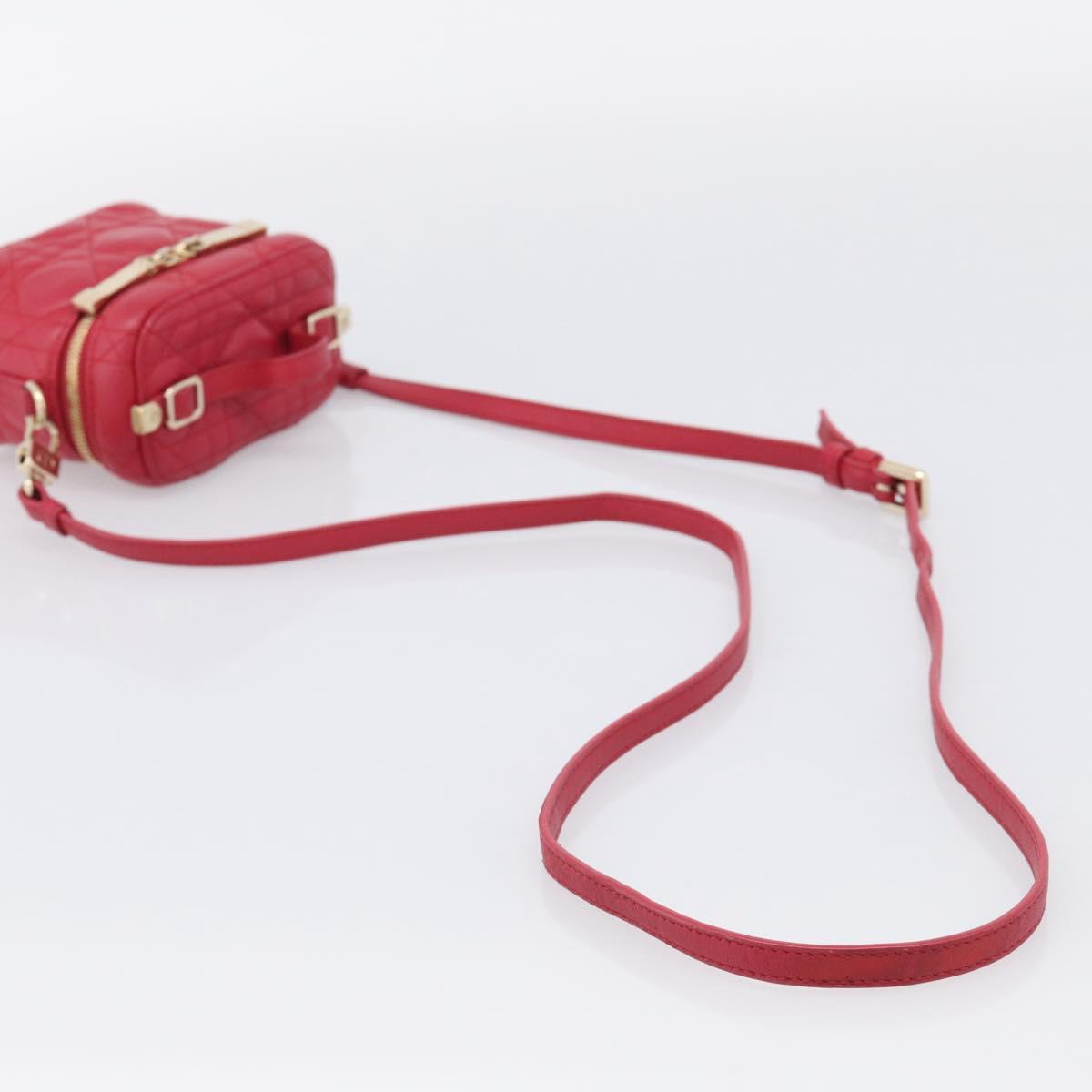 Christian Dior Canage Lady Dior Micro Vanity Bag Lamb Skin Red Gold Auth ka6800V