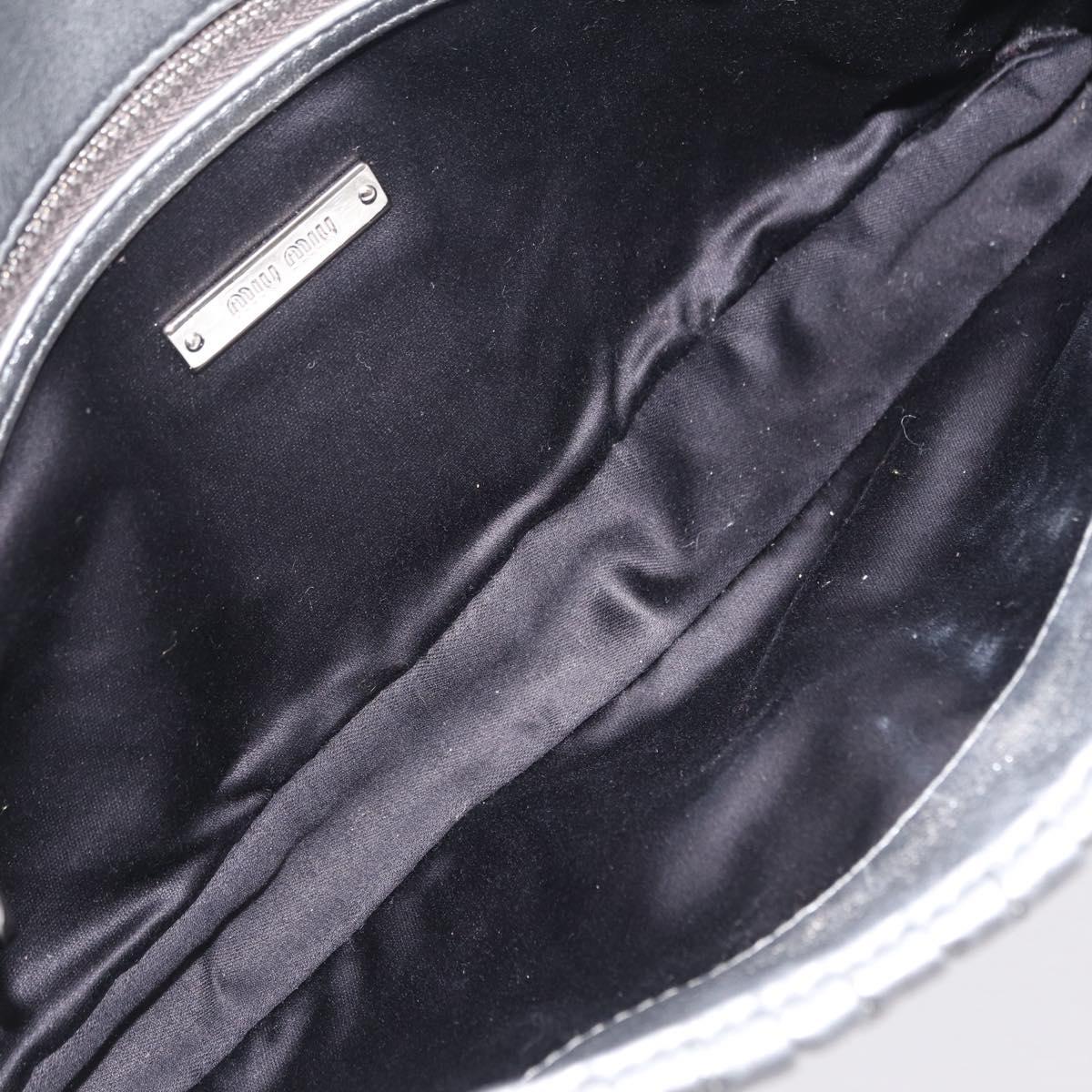 Miu Miu Matelasse Shoulder Bag Leather Silver Auth ka6801V