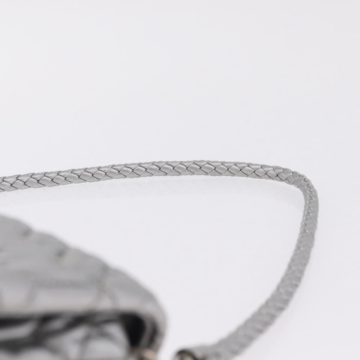 Miu Miu Matelasse Shoulder Bag Leather Silver Auth ka6801V
