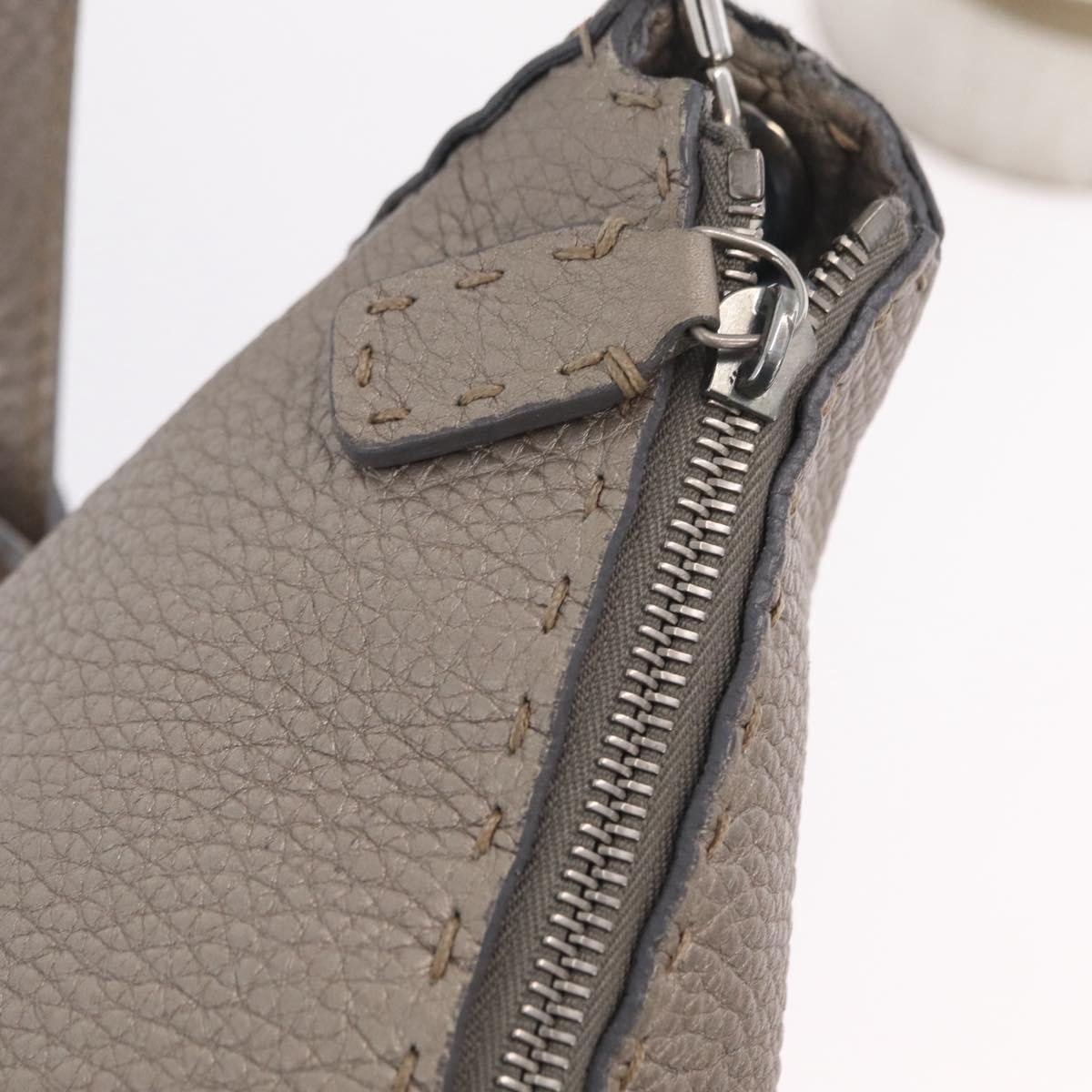 FENDI Celeria Shoulder Bag Leather Silver 8BT147 Auth ka6802A
