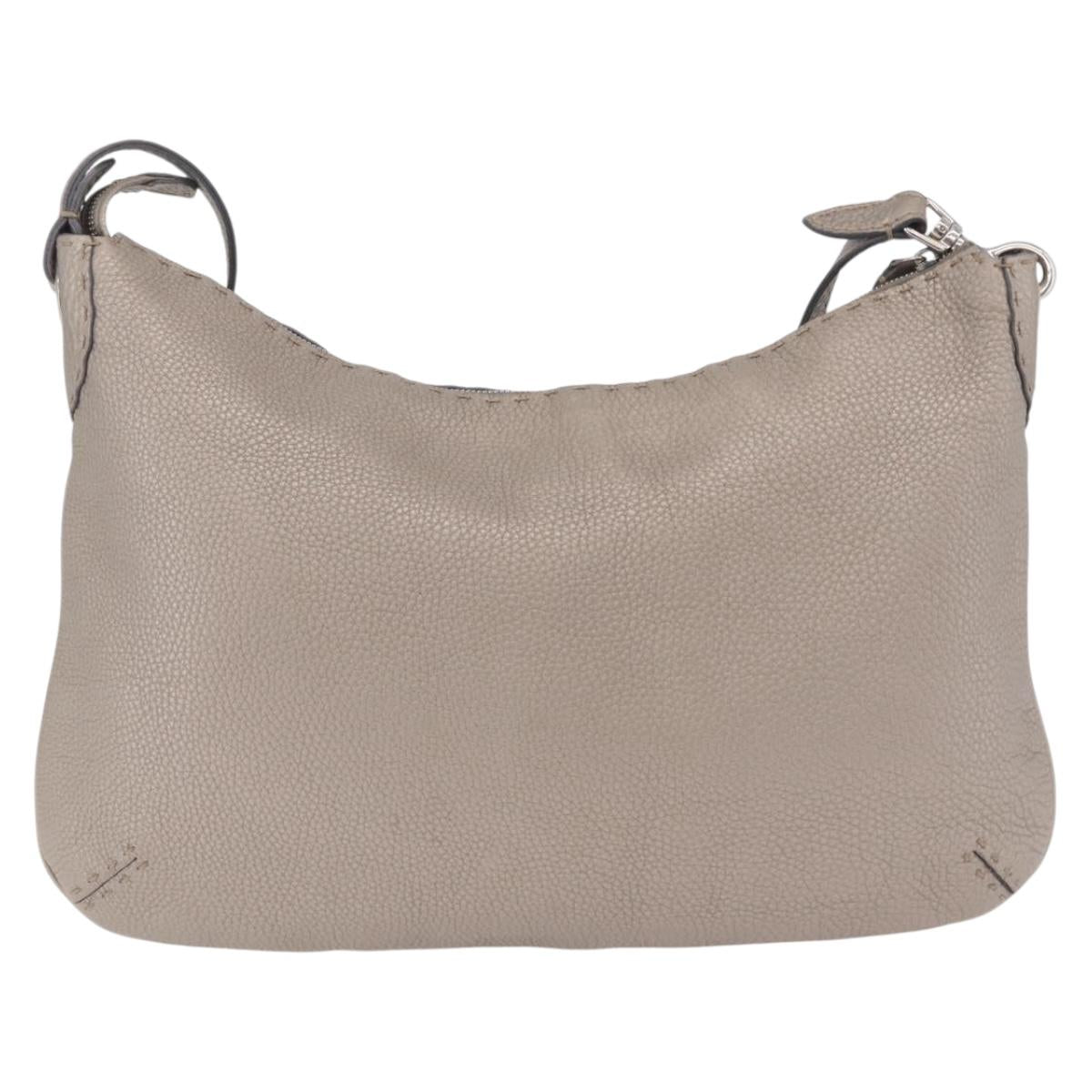 FENDI Celeria Shoulder Bag Leather Silver 8BT147 Auth ka6802A