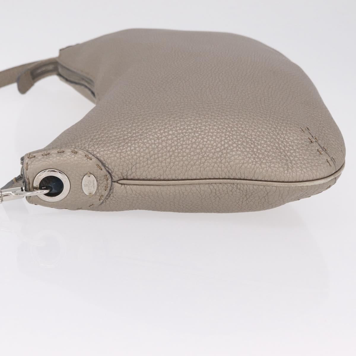 FENDI Celeria Shoulder Bag Leather Silver 8BT147 Auth ka6802A