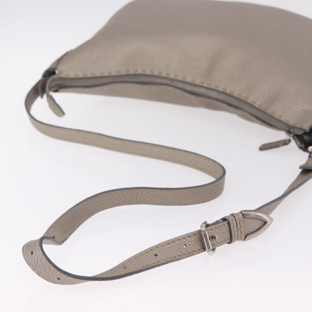 FENDI Celeria Shoulder Bag Leather Silver 8BT147 Auth ka6802A