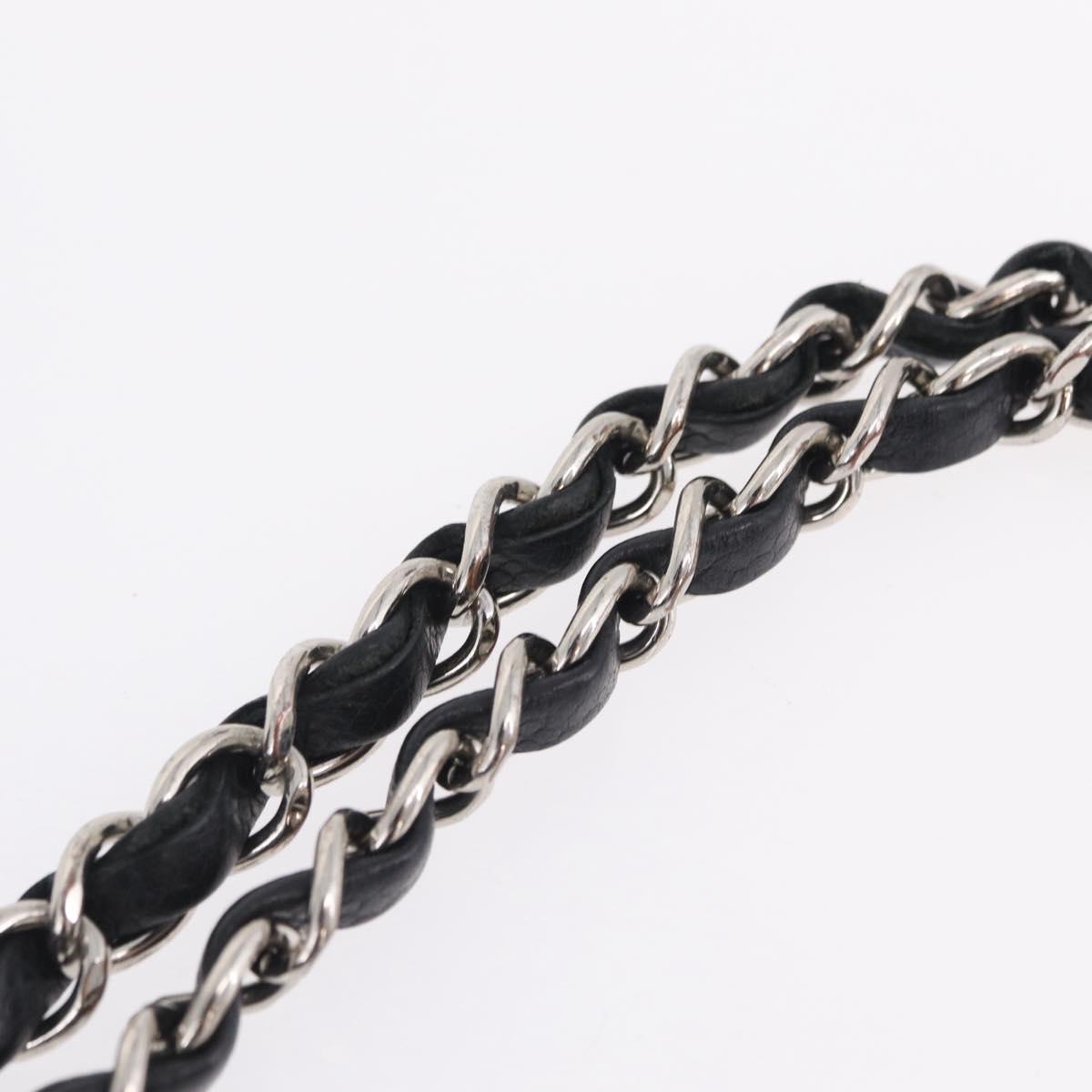 CHANEL Double Flap Chain Matelasse 25 Bag Caviar Skin Black CC Auth ka6806SAM