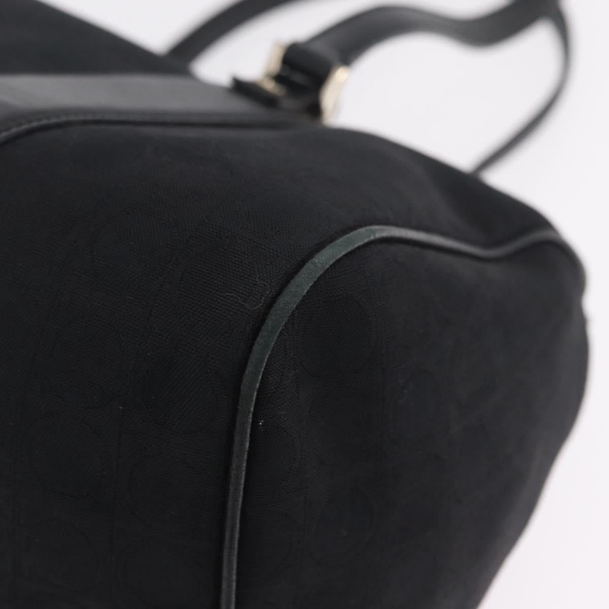 Salvatore Ferragamo Gancini Tote Bag Canvas Black Gold Auth ka6807