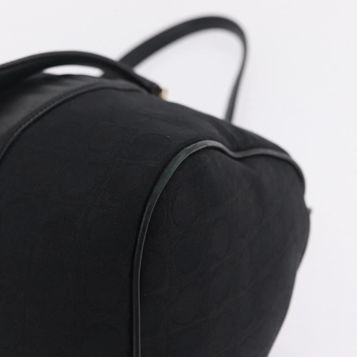 Salvatore Ferragamo Gancini Tote Bag Canvas Black Gold Auth ka6807