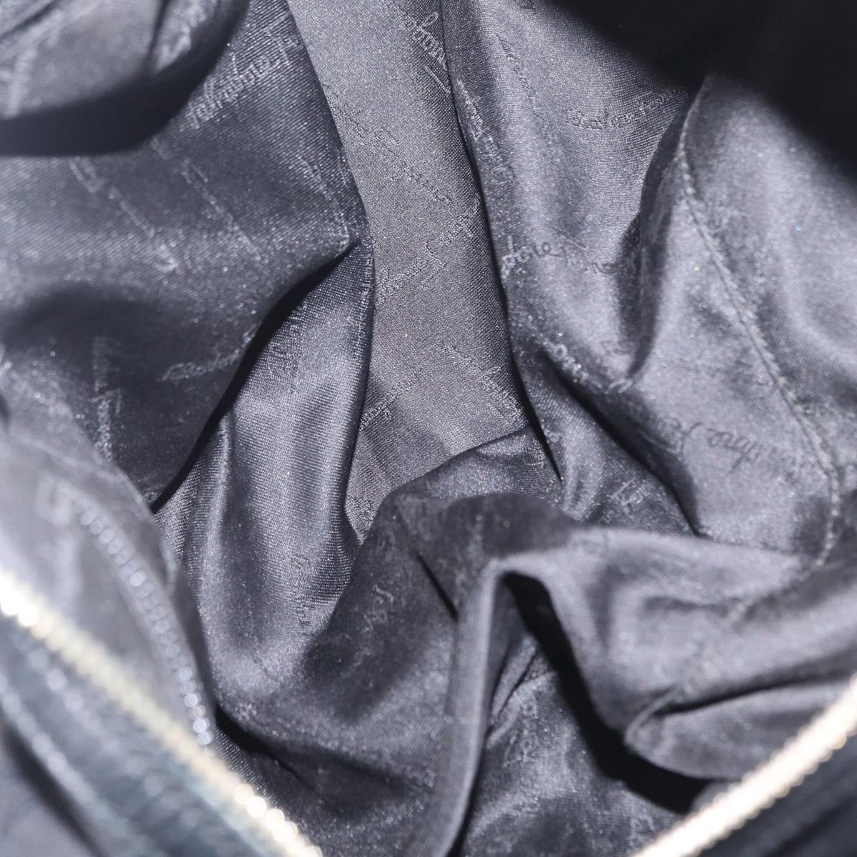 Salvatore Ferragamo Gancini Tote Bag Canvas Black Gold Auth ka6807
