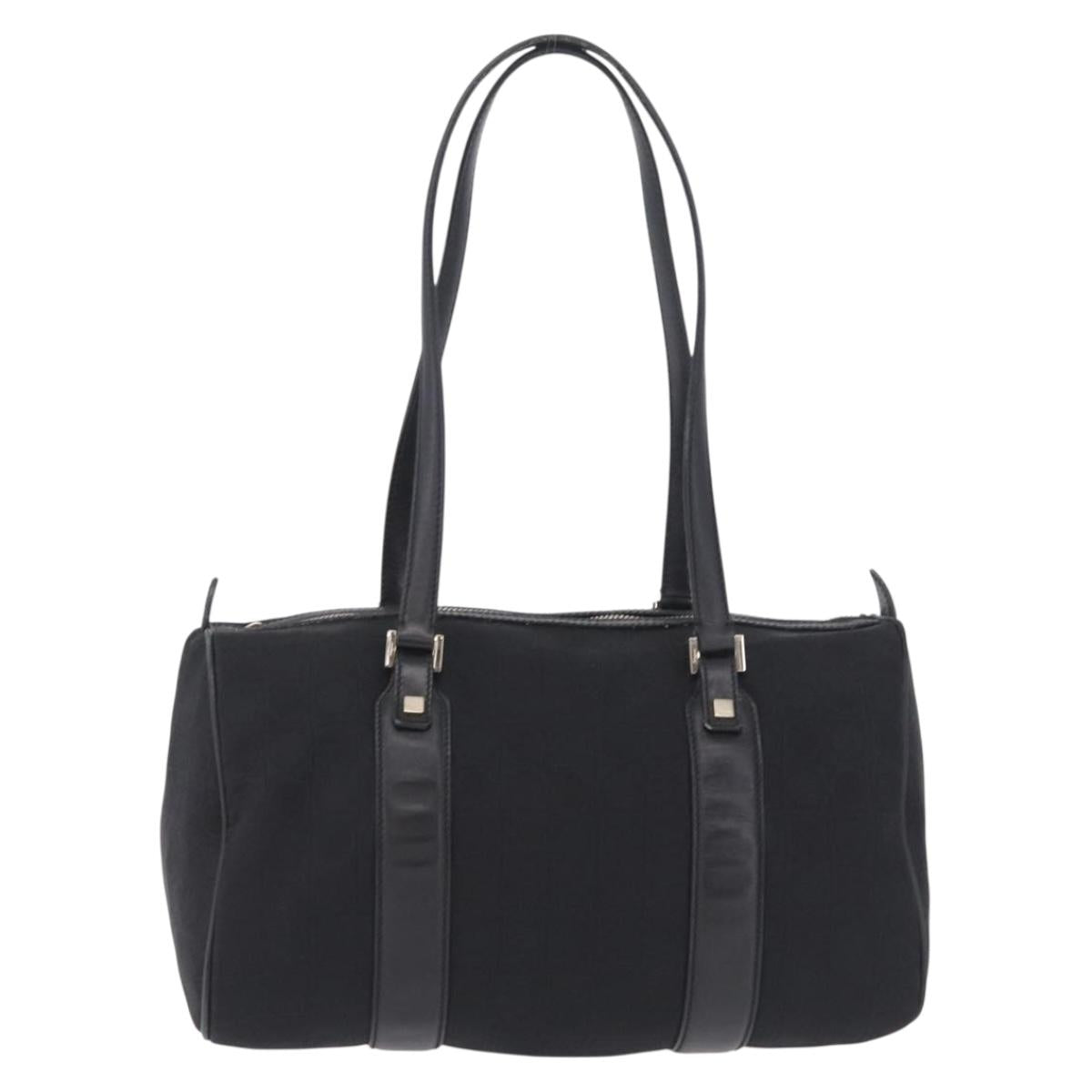 Salvatore Ferragamo Gancini Tote Bag Canvas Black Gold Auth ka6807