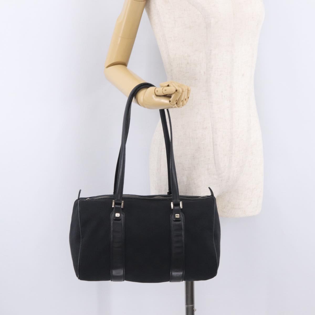 Salvatore Ferragamo Gancini Tote Bag Canvas Black Gold Auth ka6807