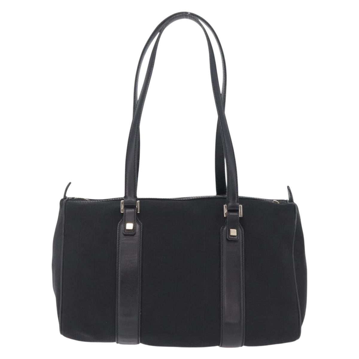 Salvatore Ferragamo Gancini Tote Bag Canvas Black Gold Auth ka6807