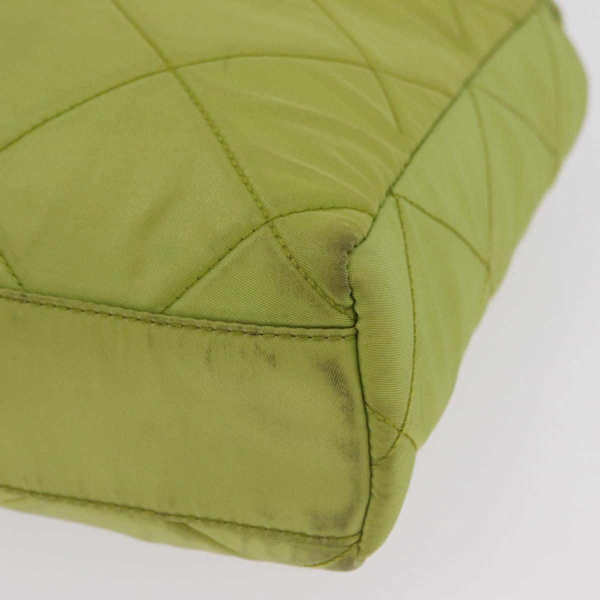 PRADA Chain Shoulder Bag Nylon LIme Green Gold Auth ka6808V