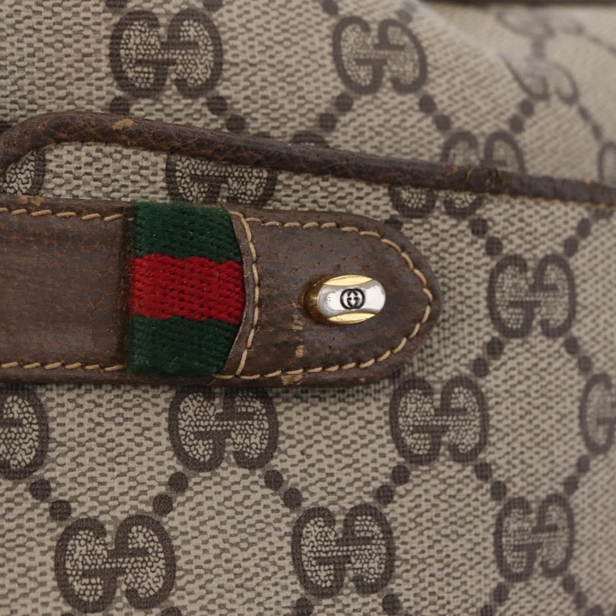 GUCCI GG Supreme Web Sherry Line Bag PVC Beige Gold 66 02 049 Auth ka6812