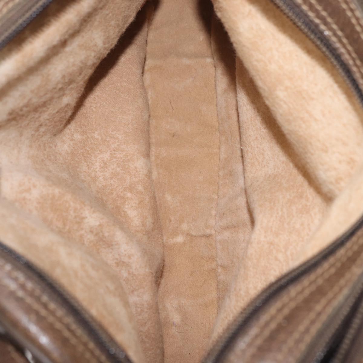 GUCCI GG Supreme Web Sherry Line Bag PVC Beige Gold 66 02 049 Auth ka6812