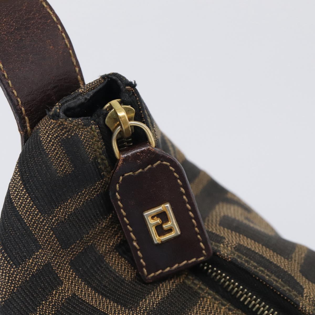 FENDI Zucca Canvas Vanity Hand Bag Black Brown Auth ka6813
