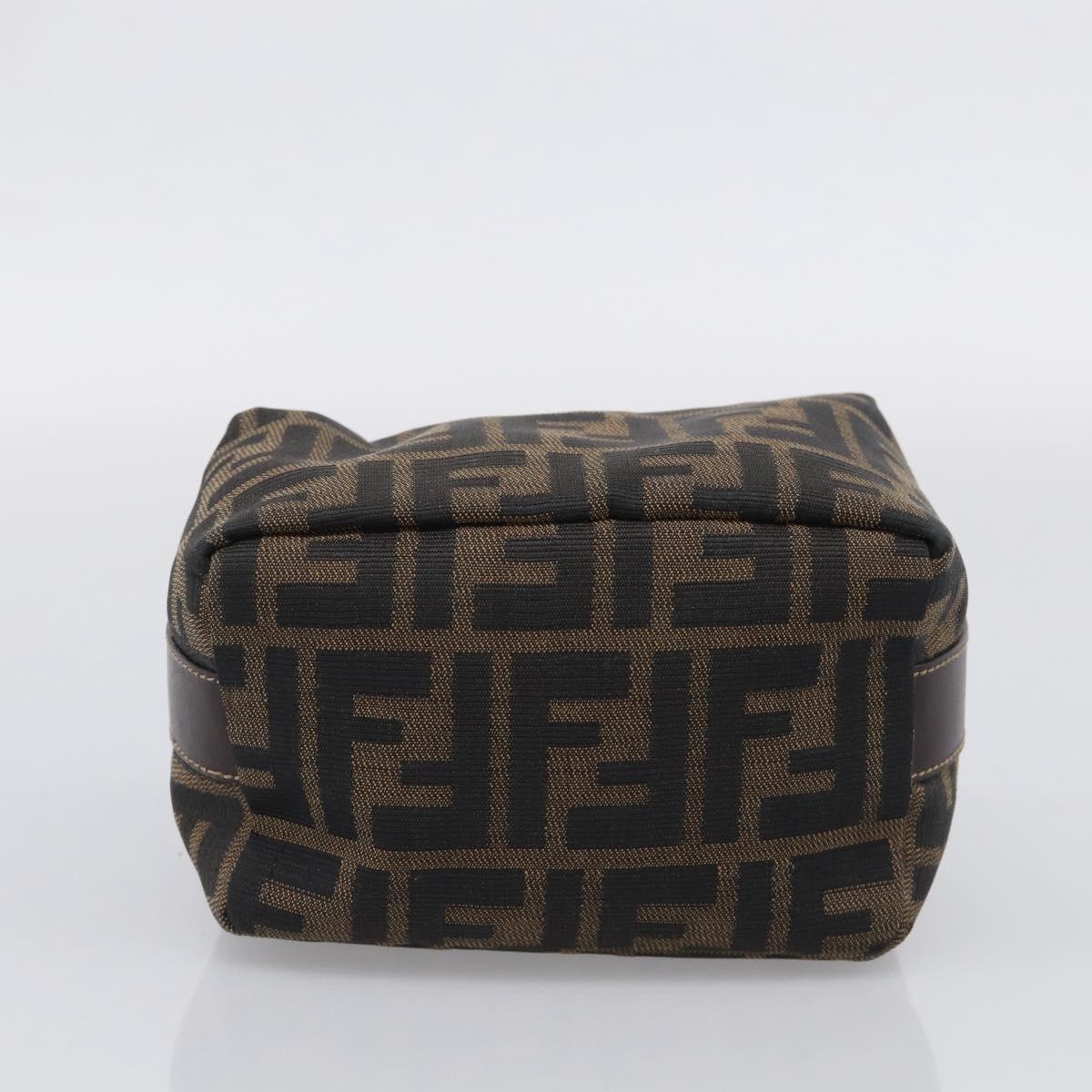 FENDI Zucca Canvas Vanity Hand Bag Black Brown Auth ka6813