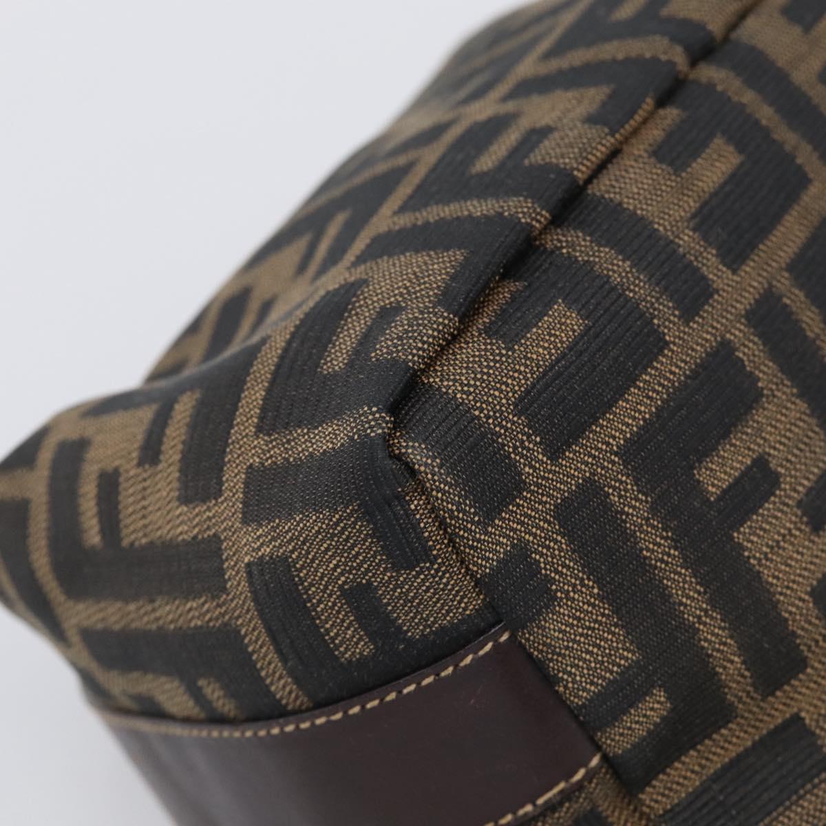 FENDI Zucca Canvas Vanity Hand Bag Black Brown Auth ka6813