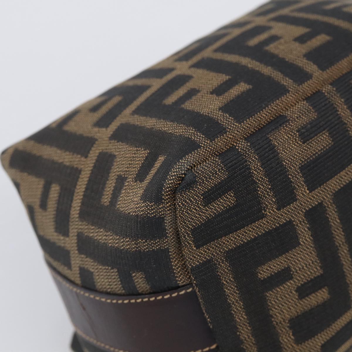 FENDI Zucca Canvas Vanity Hand Bag Black Brown Auth ka6813