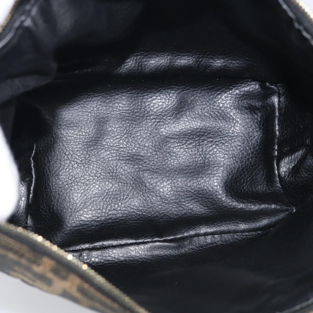 FENDI Zucca Canvas Vanity Hand Bag Black Brown Auth ka6813