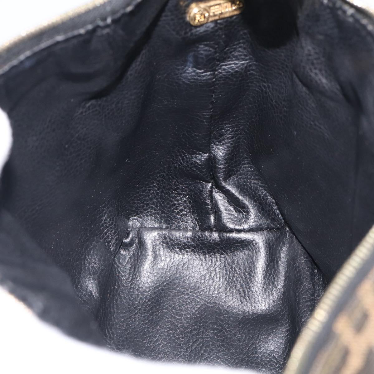 FENDI Zucca Canvas Vanity Hand Bag Black Brown Auth ka6813
