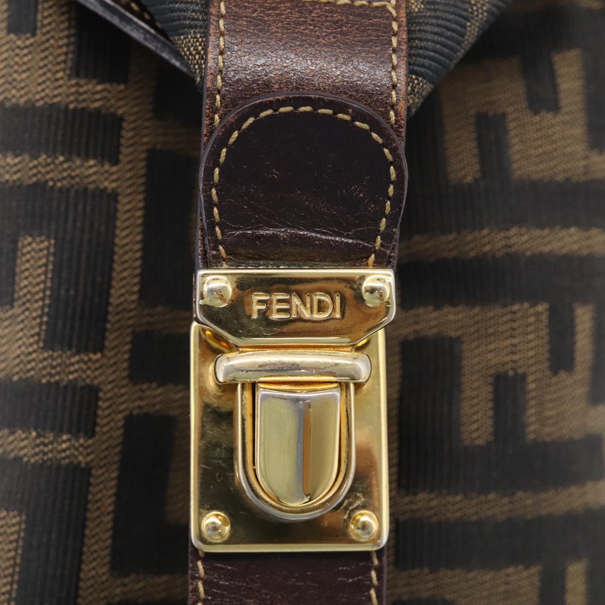 FENDI Zucca Canvas Vanity Hand Bag Black Brown Auth ka6813