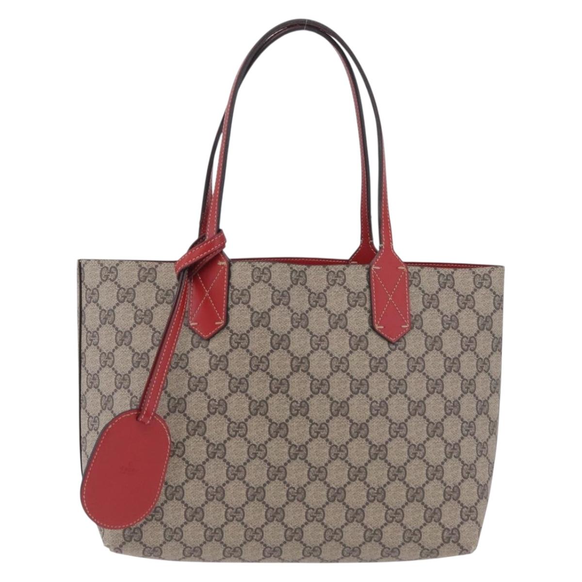 GUCCI GG Supreme Tote Bag PVC Beige 372618 Auth ka6814