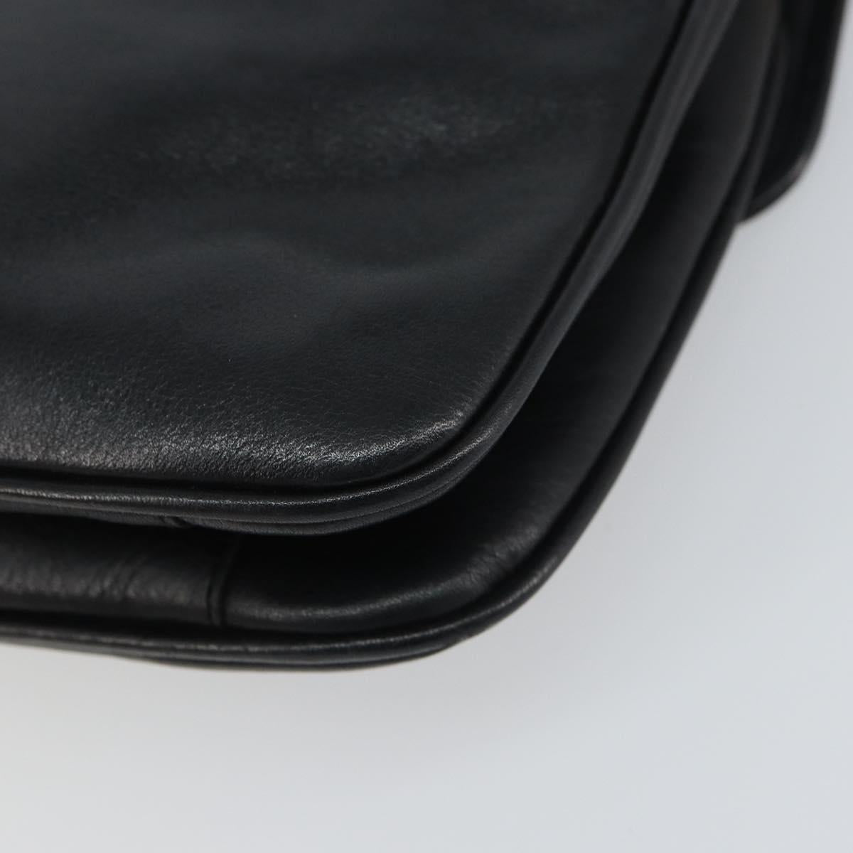 CELINE Chain Shoulder Bag Leather Black Gold Auth ka682