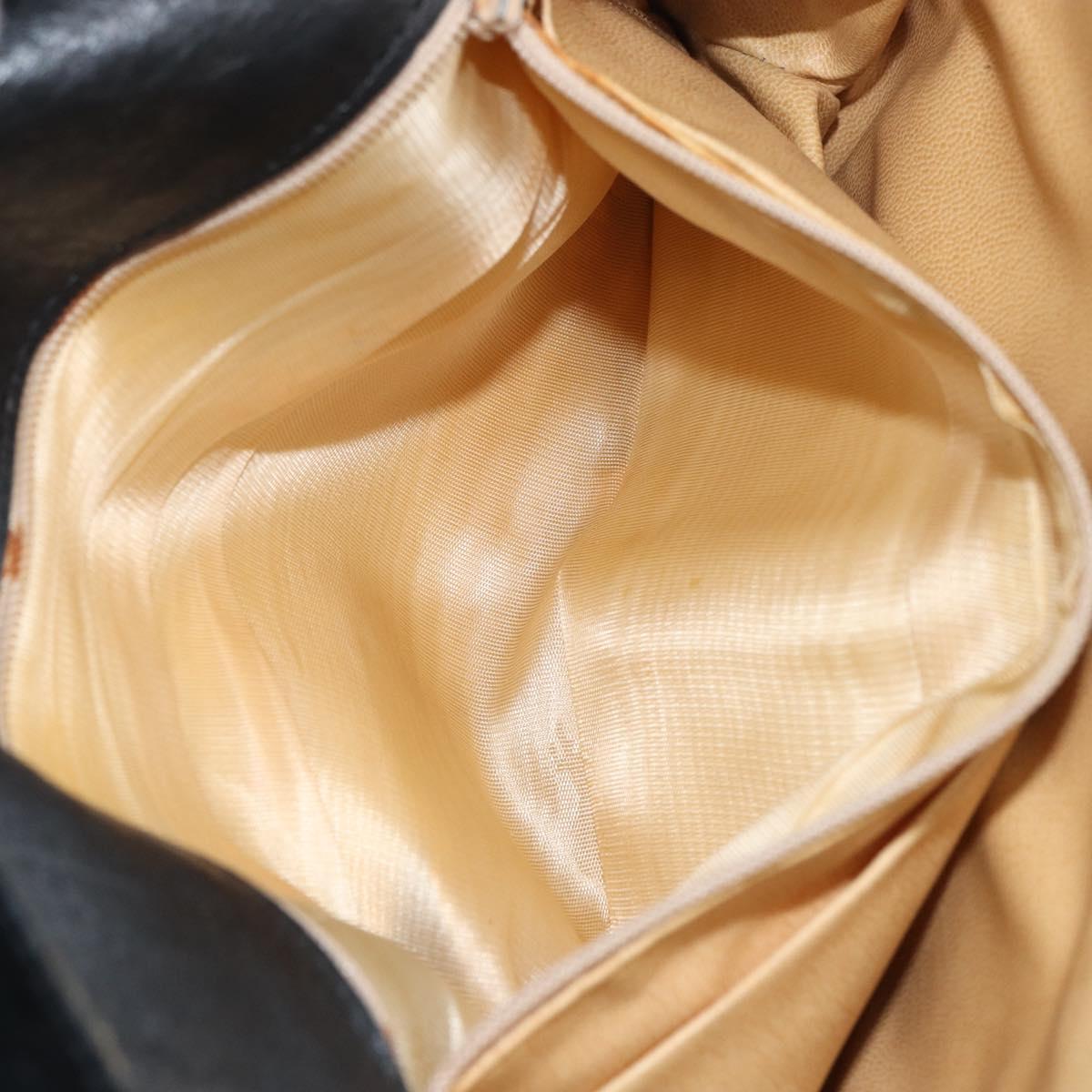 CELINE Chain Shoulder Bag Leather Black Gold Auth ka682