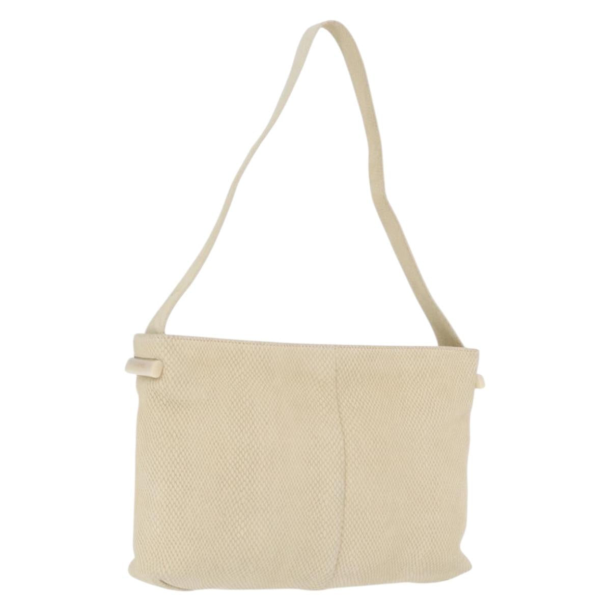LOEWE Shoulder Bag Suede Ivory Gold Auth ka6822