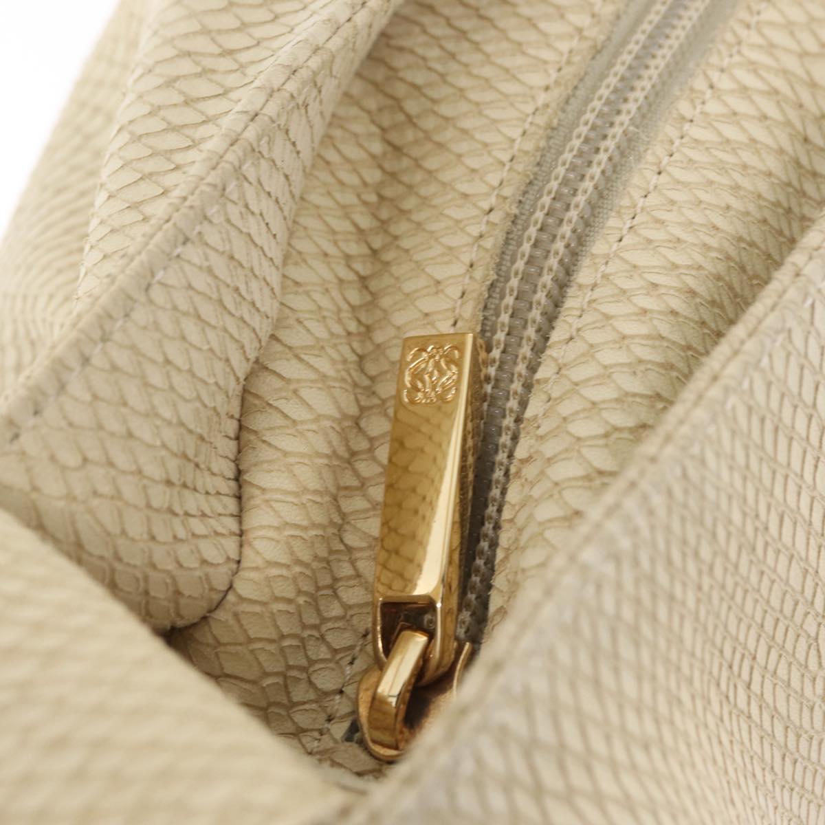 LOEWE Shoulder Bag Suede Ivory Gold Auth ka6822