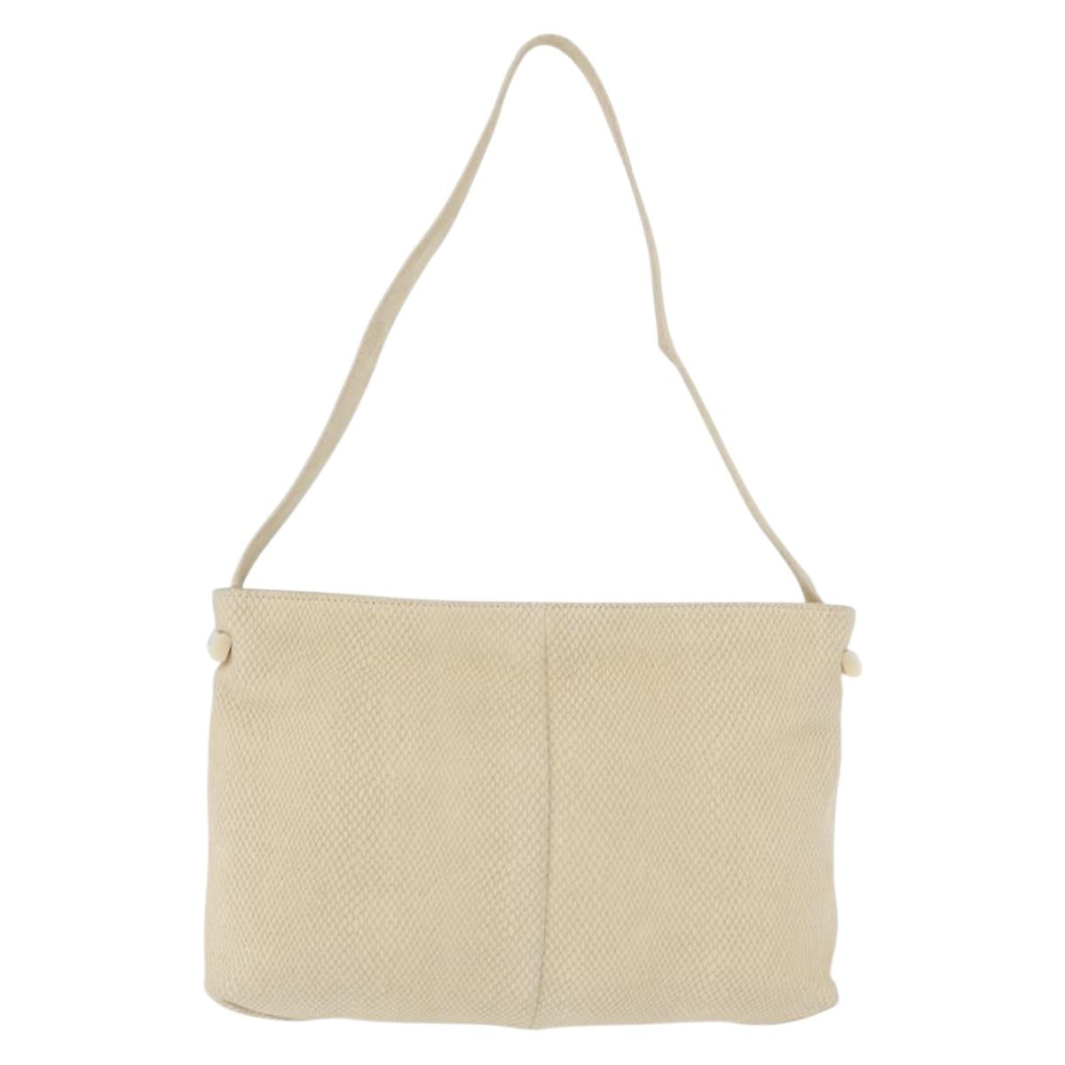 LOEWE Shoulder Bag Suede Ivory Gold Auth ka6822