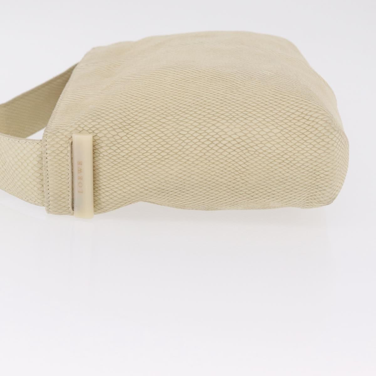 LOEWE Shoulder Bag Suede Ivory Gold Auth ka6822