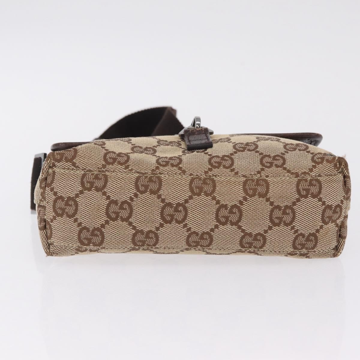 GUCCI GG Canvas Waist bag Beige Silver 92543 Auth ka6823