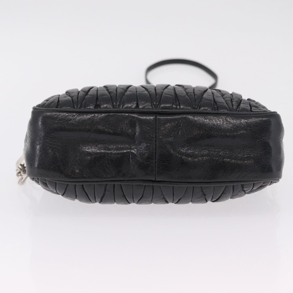 Miu Miu Matelasse Shoulder Bag Leather Black Silver Auth ka6824V