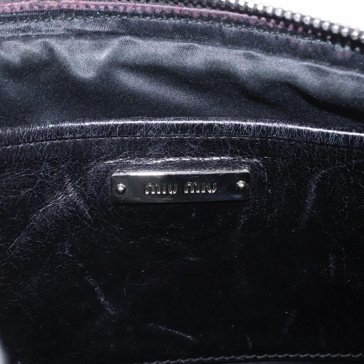 Miu Miu Matelasse Shoulder Bag Leather Black Silver Auth ka6824V