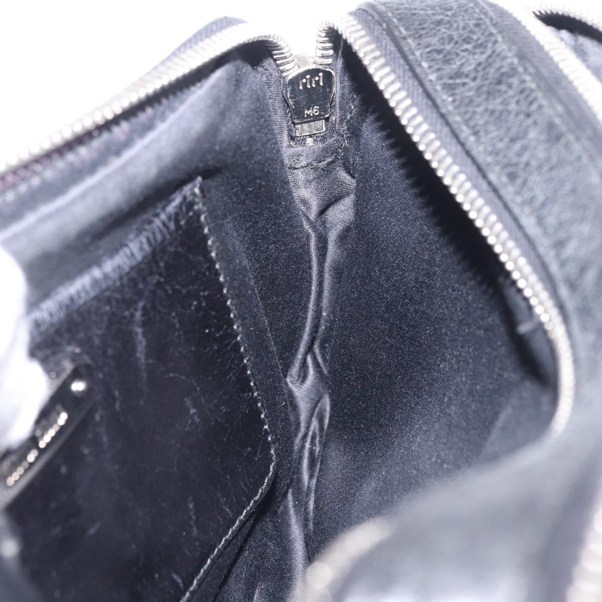 Miu Miu Matelasse Shoulder Bag Leather Black Silver Auth ka6824V