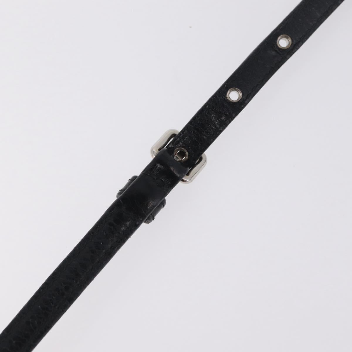 Miu Miu Matelasse Shoulder Bag Leather Black Silver Auth ka6824V