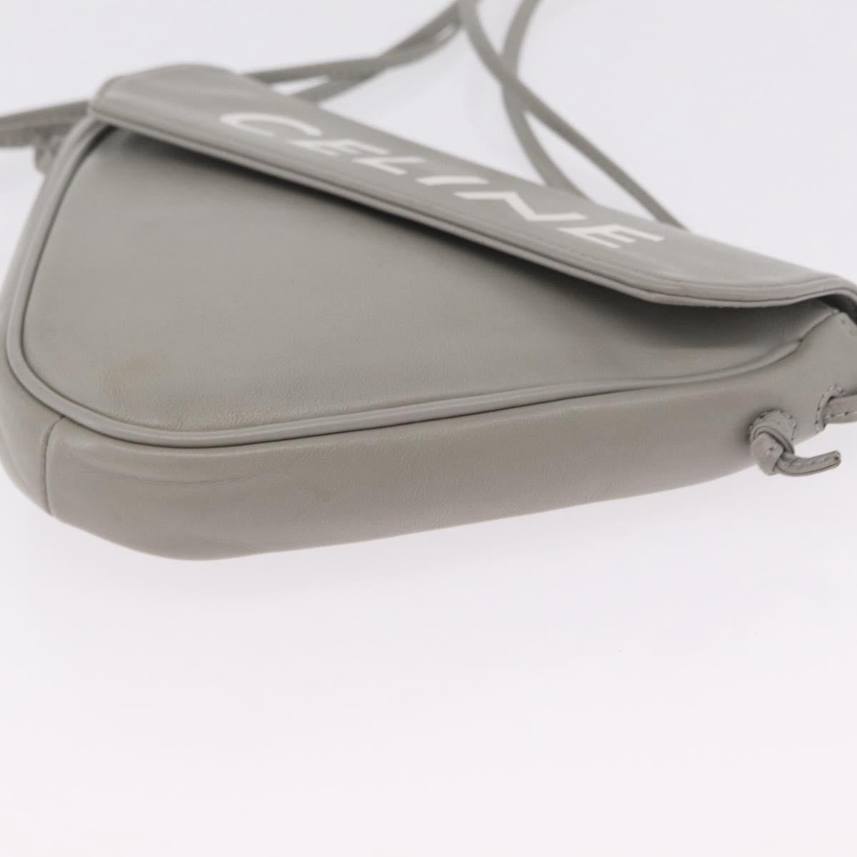 CELINE Triangle Bag Leather Gray Auth ka6826A