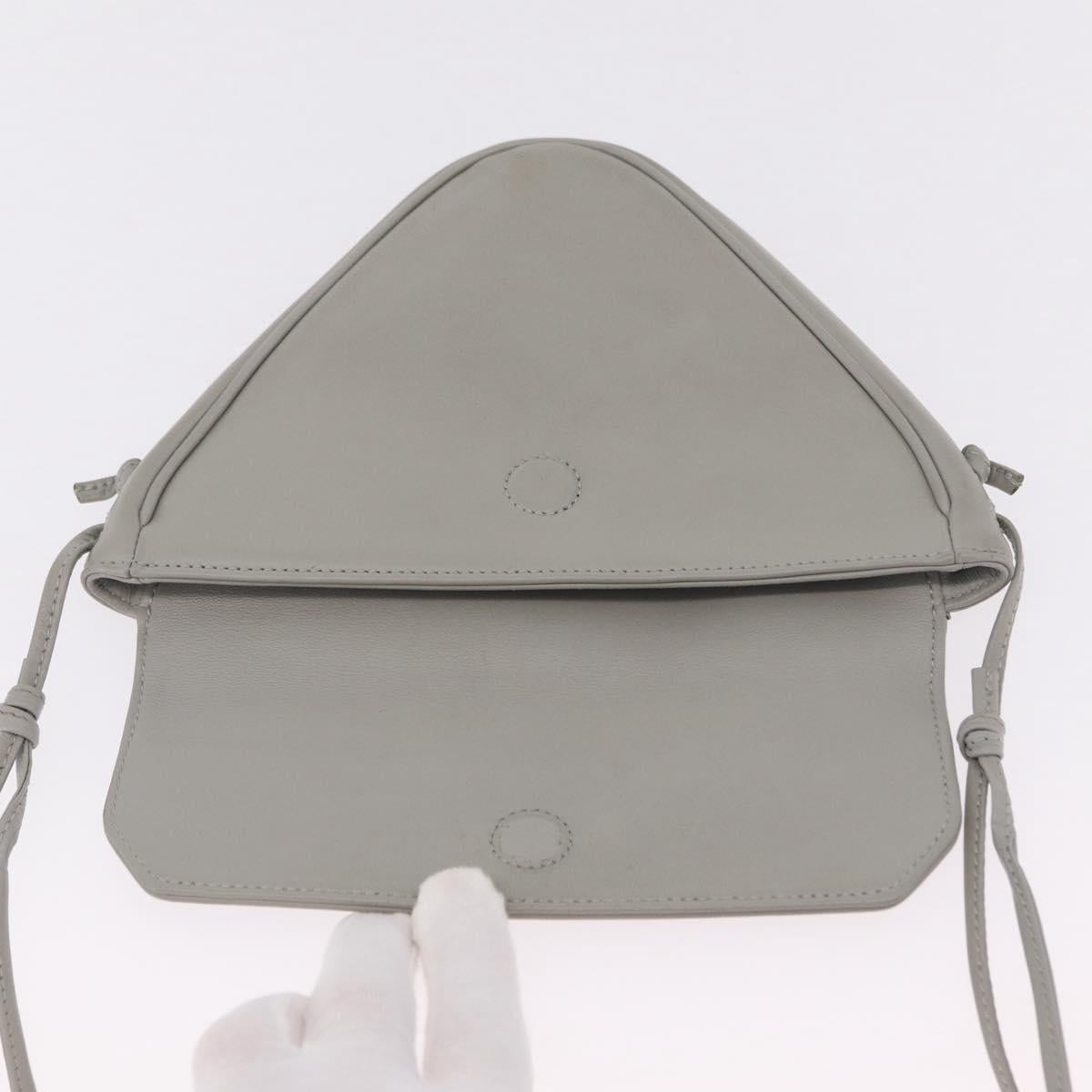 CELINE Triangle Bag Leather Gray Auth ka6826A