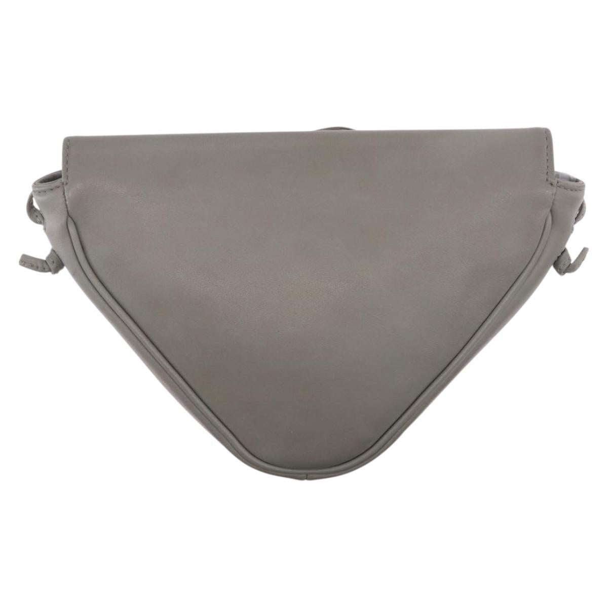 CELINE Triangle Bag Leather Gray Auth ka6826A
