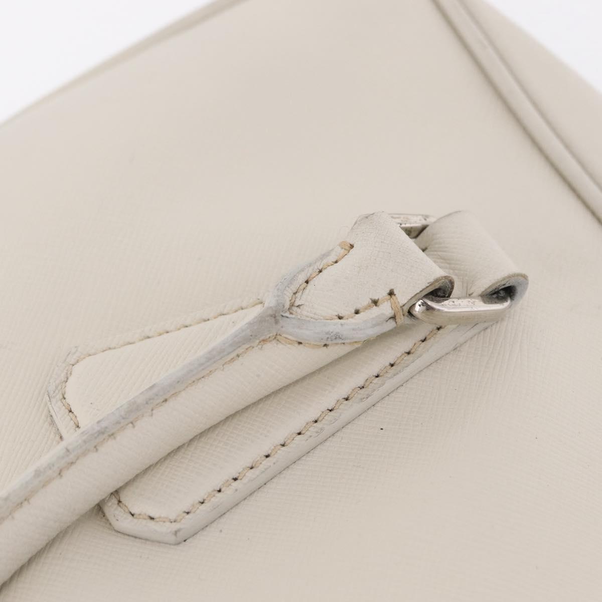 PRADA Business Bag Saffiano leather White Silver Auth ka6834