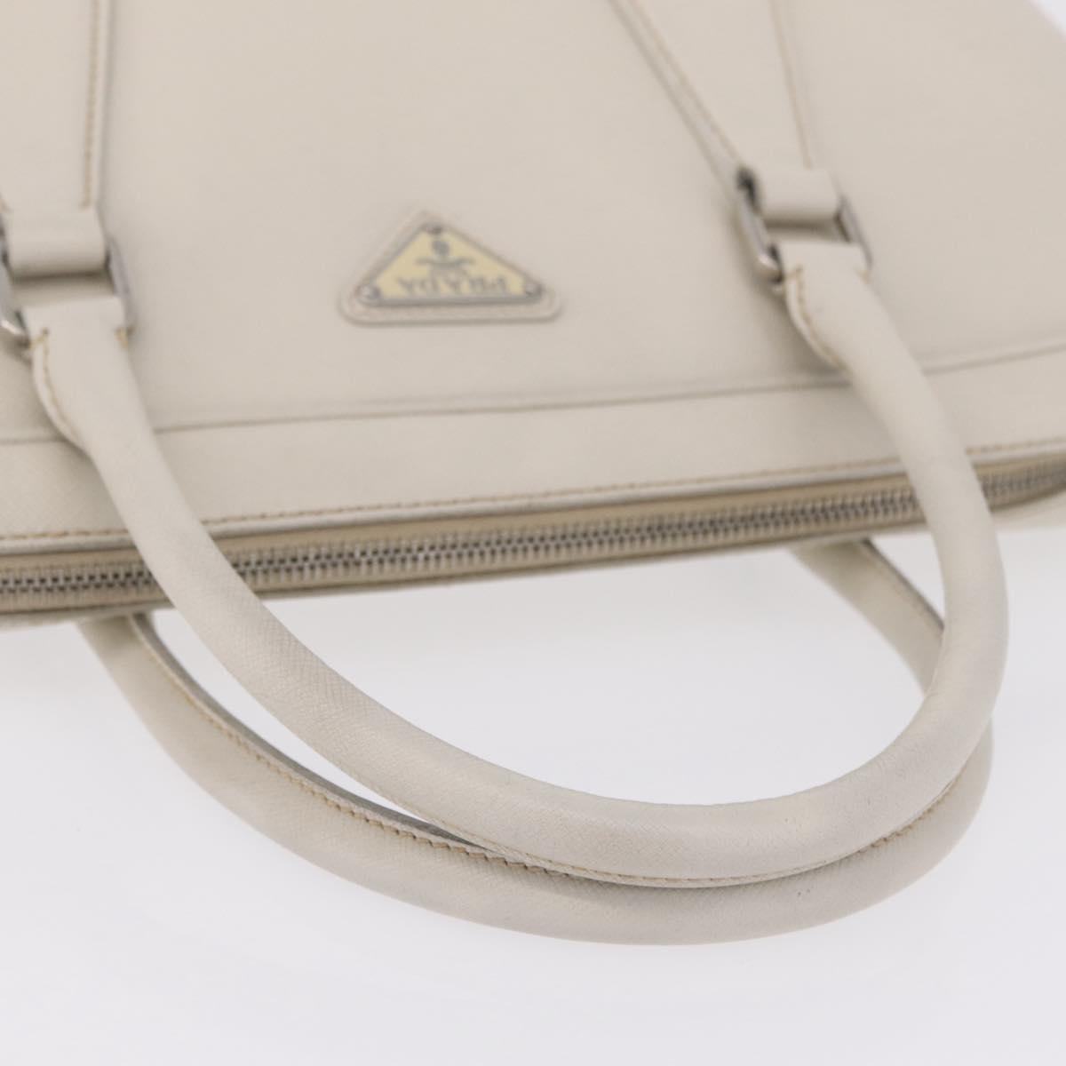 PRADA Business Bag Saffiano leather White Silver Auth ka6834